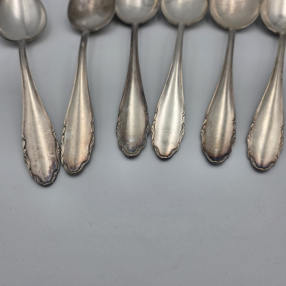 WMF 2200 Germany 6 Dinner Spoons Friodur Scroll Pat 20 Silverplate 8" - Picture 3 of 5